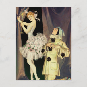 Cartão Postal “Pierrot e Columbine” por FX Leyendecker