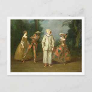Cartão Postal Pierrot e Harlequin