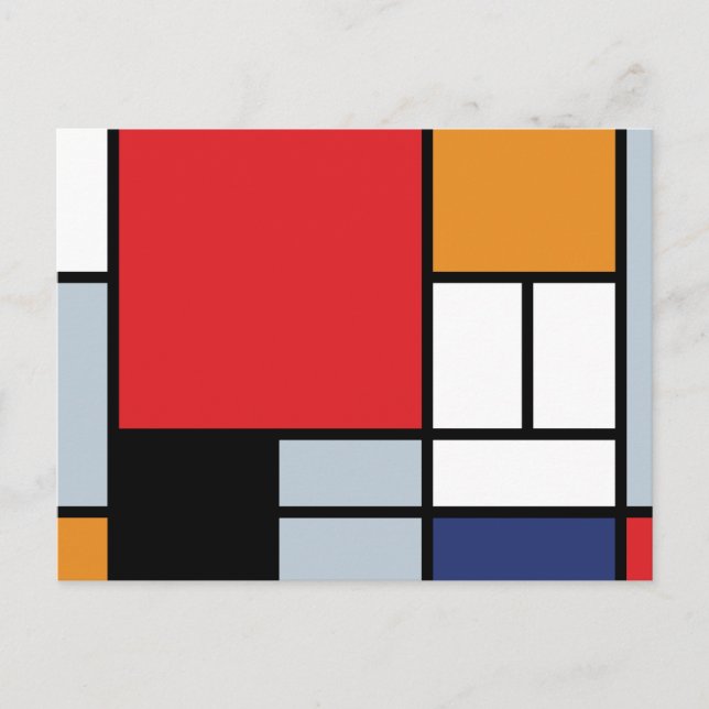 Cartão Postal Piet Mondrian - Composição com Plano Vermelho Gran (Frente)