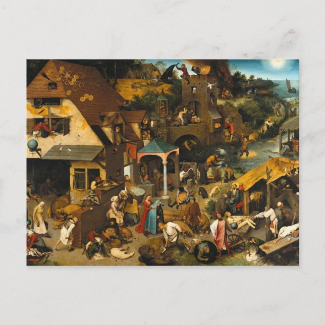 Cartão Postal Pieter Bruegel, o Velho - Os Provérbios Holandeses (Frente)