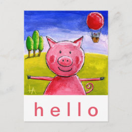 Cartão Postal Pig Feliz
