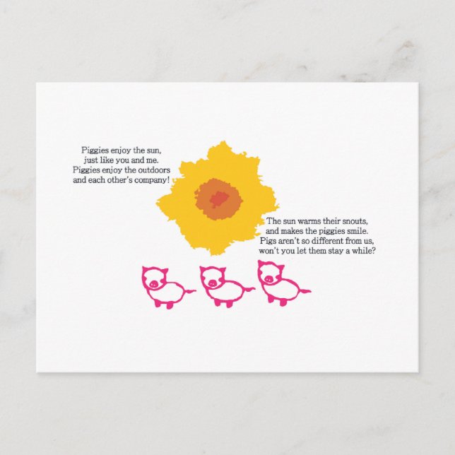 Cartão Postal Piggies Aproveite o Cartão-Postal Sun (Frente)