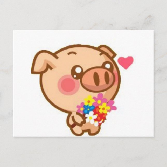 Cartão Postal Piggy in Love (Frente)