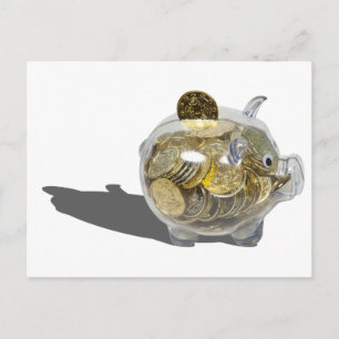 Cartão Postal PiggyBankOuroMoedas102410