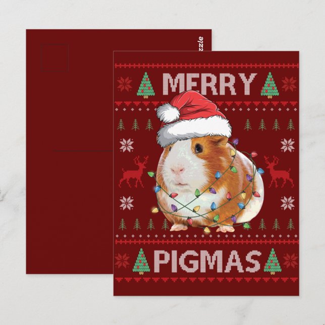 Cartão Postal Pigmas de Feliz de docinho de Natal feio (Frente/Verso)