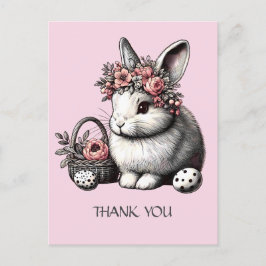 Cartão Postal Pik blush Floral Coelho de Páscoa Obrigado Persona