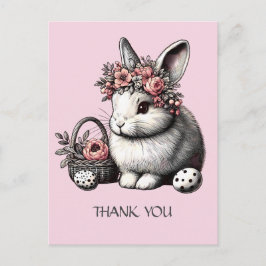 Cartão Postal Pik blush Floral Coelho de Páscoa Obrigado Persona