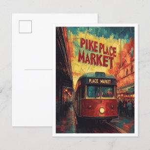 Cartão Postal Pike Place Market Seattle Washington Viagem