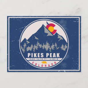 Cartão Postal Pikes Peak Colorado Retro Sunset Souvenirs 80s