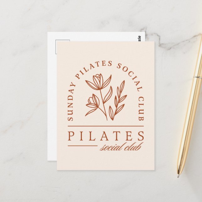 Cartão Postal Pilates clube de dia de boho (Frente/Verso In Situ)