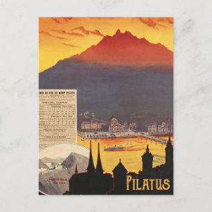 Cartão Postal Pilatus, Sunset sobre a Montanha, Suiça