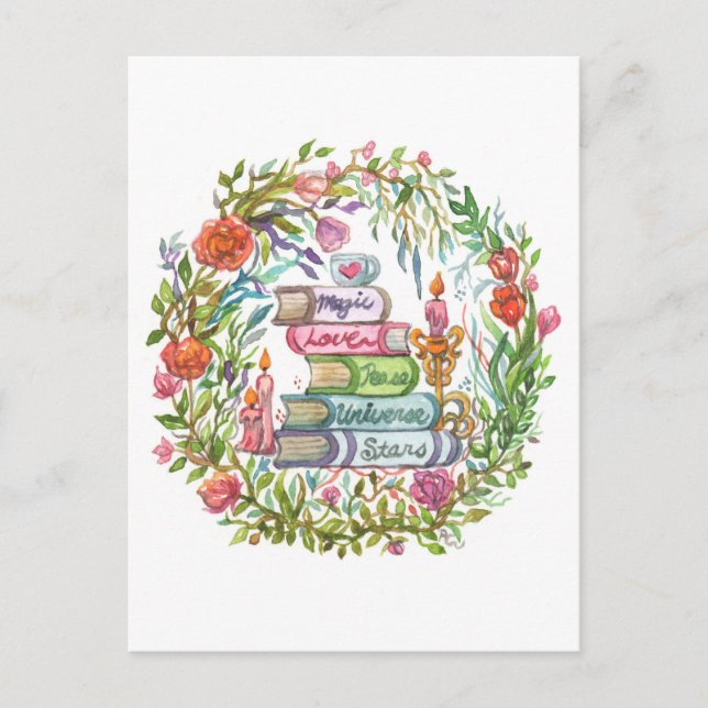 Cartão Postal Pilha de Livros (Frente)