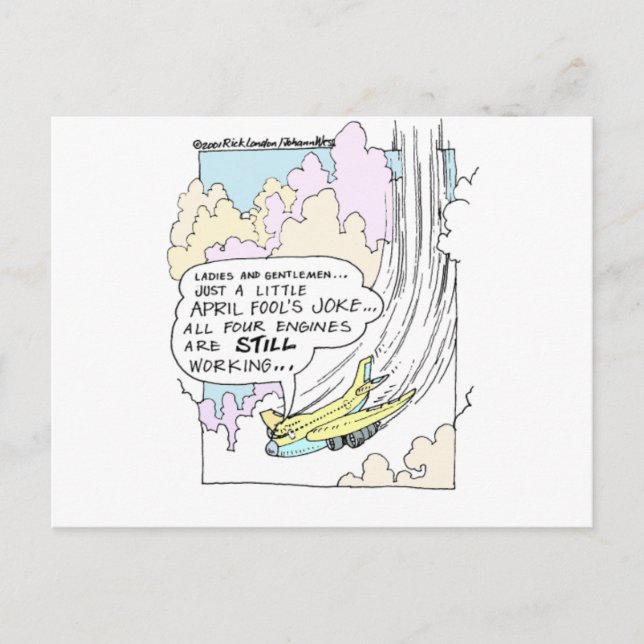 Cartão Postal Piloto abril Fools Cartoon Gifts & Camisetas engra (Frente)