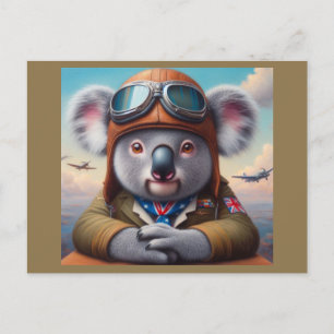 Cartão Postal Piloto de avião Koala