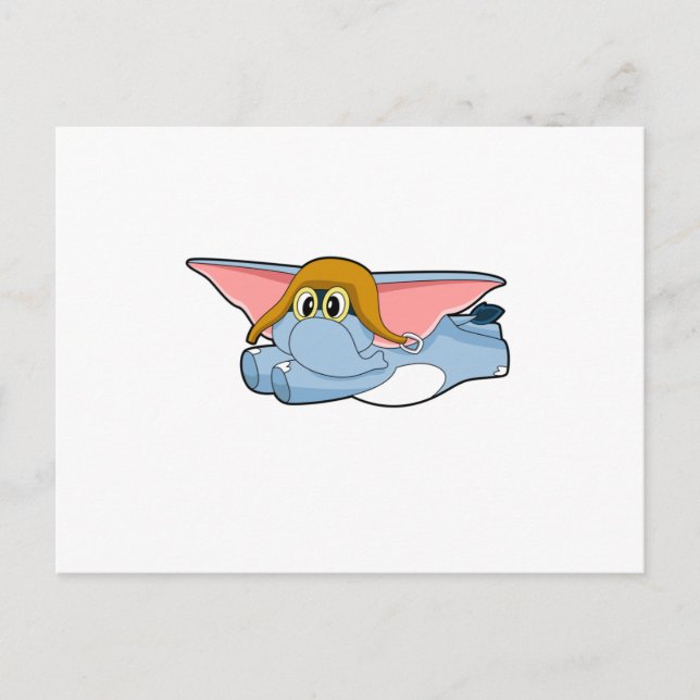 Cartão Postal Piloto de elefante chapéu (Frente)