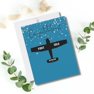 Cartão Postal Piloto Estudante Primeiro Vôo Solo de Avião Parabé