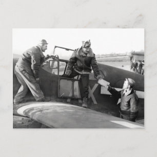 Cartão Postal Piloto WWII + Tripulação de um Mustang P-51A