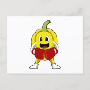 Cartão Postal Pimenta como Boxeador com luvas de boxe