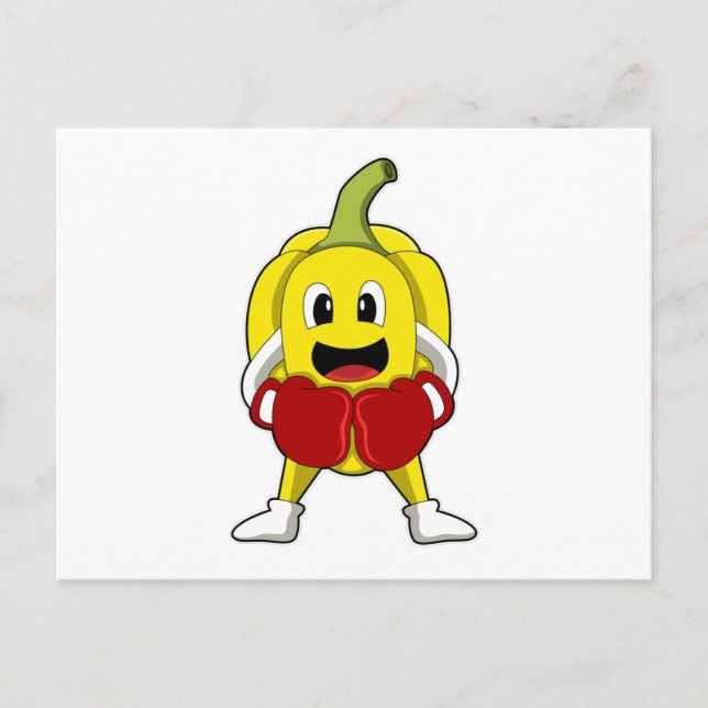 Cartão Postal Pimenta como Boxeador com luvas de boxe (Frente)