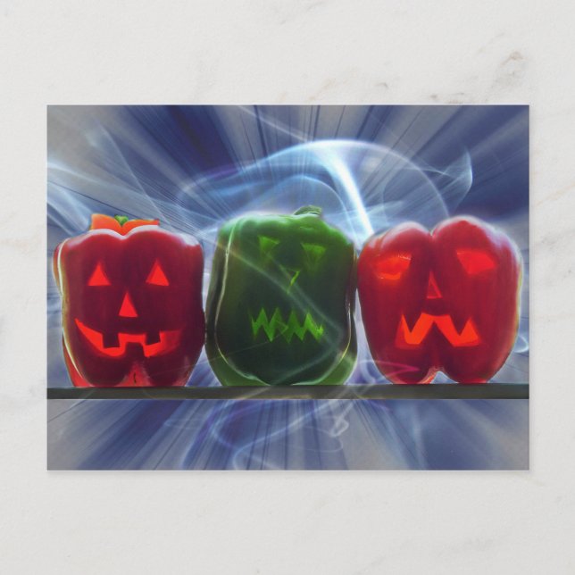 Cartão Postal Pimentões Jack O Lantern (Frente)