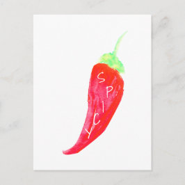 Cartão Postal Pimentos de Aquarela Pintados Pelas Mãos Vermelhas