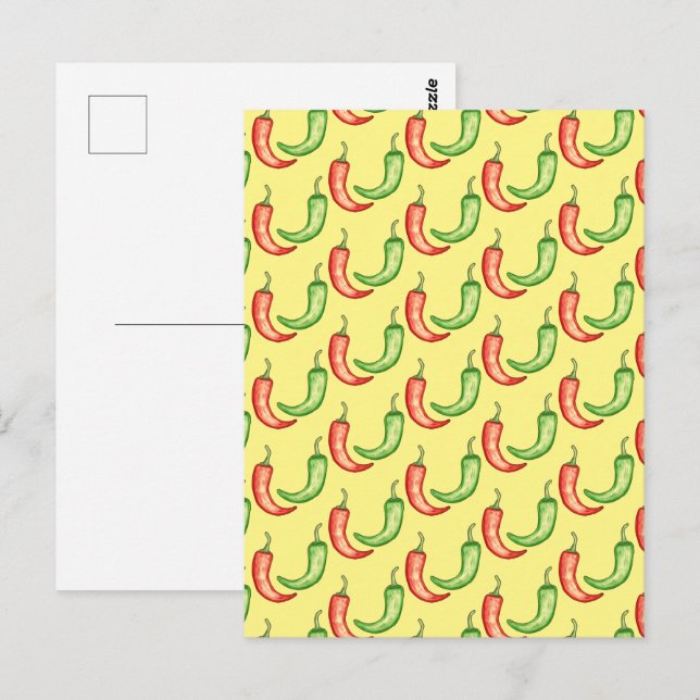 Cartão Postal Pimentos De Mola Vermelha E Verde (Frente/Verso)