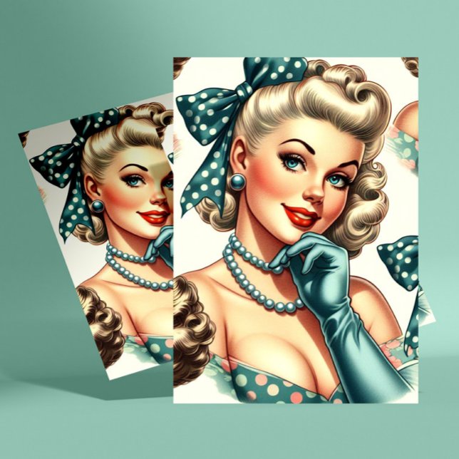 Cartão Postal Pin-up Clássico Fofo Retrô (Criador carregado)