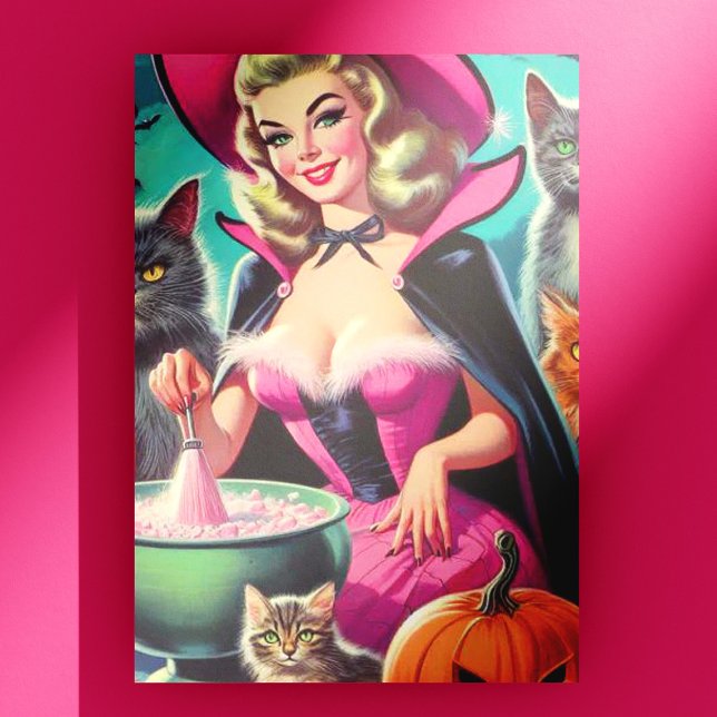 Cartão Postal Pin-up da Bruxa do Halloween (Criador carregado)