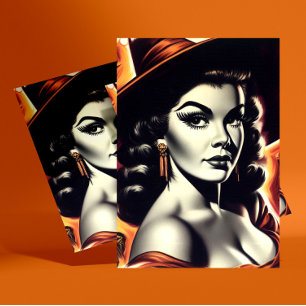 Cartão Postal Pin-up da Bruxa Retro
