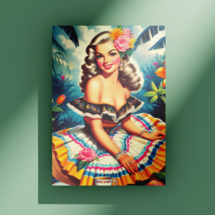 Cartão Postal Pin-up da selva tropical