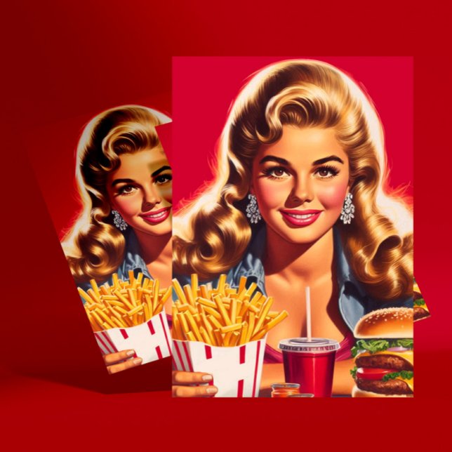 Cartão Postal Pin-up de comida rápida retrô (Criador carregado)