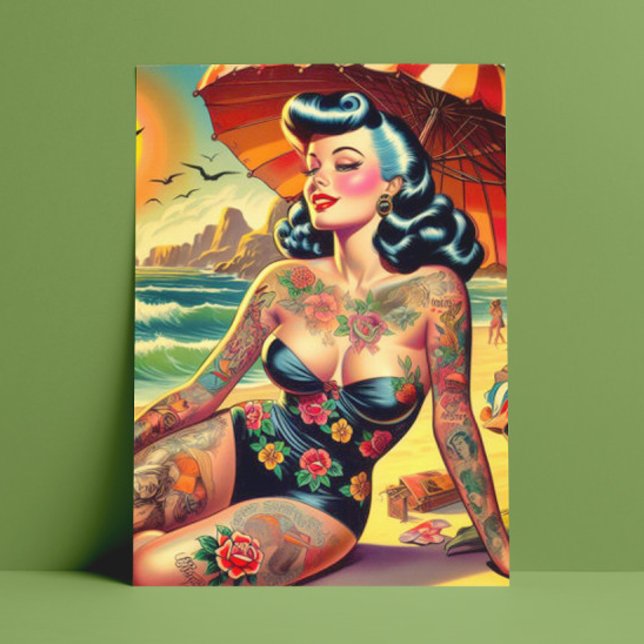 Cartão Postal Pin-up de Tattoo Beach (Criador carregado)