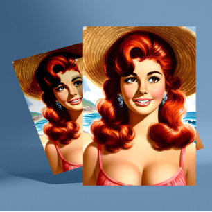 Cartão Postal Pin-up de Verão Vintage