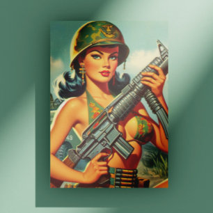 Cartão Postal Pin-up do Vintage Soldier