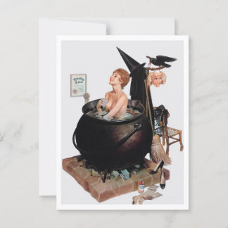 Cartão Postal Pin Up Halloween Haunting License Cool Vintage