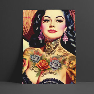 Cartão Postal Pin-up Inked Vintage