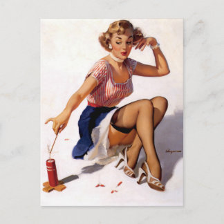 Cartão Postal Pin-Up Patriótico