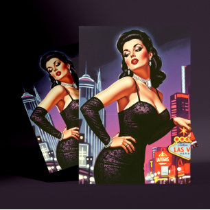 Cartão Postal Pin-up Retro Las Vegas
