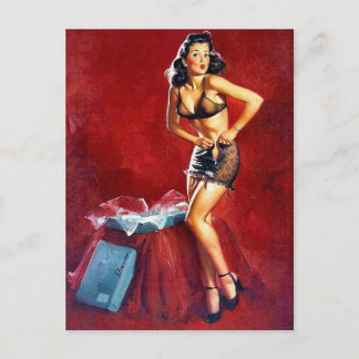 Cartão Postal Pin-up sendo vestida