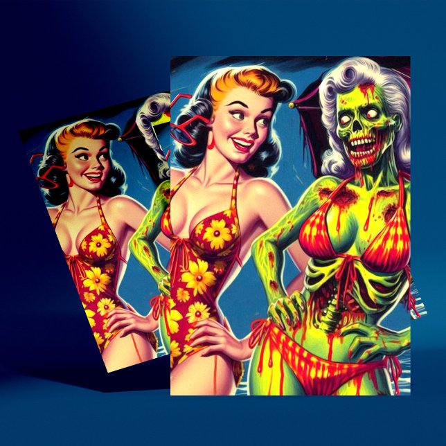 Cartão Postal Pin-up Zombie Retro (Criador carregado)