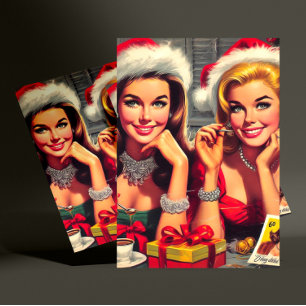 Cartão Postal Pin-ups de Natal retrô