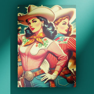Cartão Postal Pin-ups de vaqueiras retrorreflectoras
