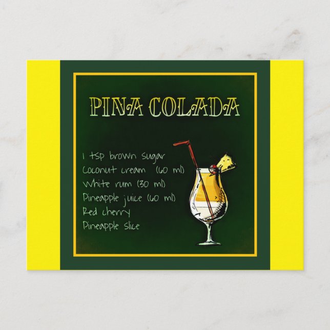 Cartão Postal pina-colada-854511 PINA COLADA RECIPE ALCOÓLICO BE (Frente)