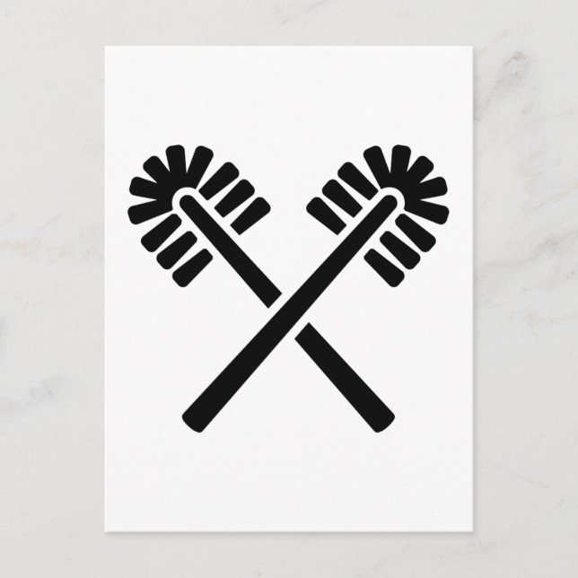 Cartão Postal Pincéis de sanita cruzados (Frente)