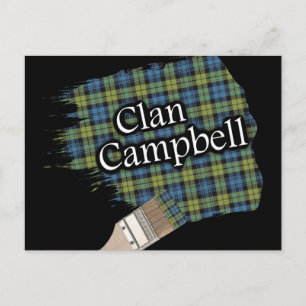 Cartão Postal Pincel de pintura do Tartan Escocês Campbell