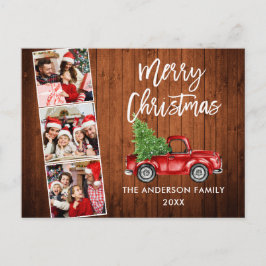 Cartão Postal Pincel Roteiro Natal Red Truck Wood 3 Foto