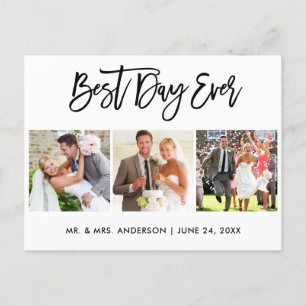 Cartão Postal Pincel Script Melhor Dia de Casamento 3 Foto