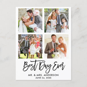 Cartão Postal Pincel Script Melhor Dia Já Foto de Casamento Obri
