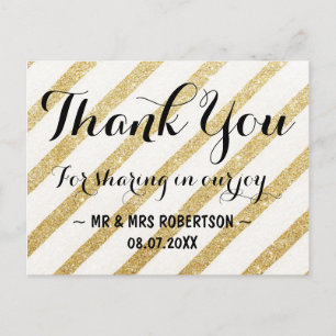 Cartão Postal Pinceladas modernas listras douradas obrigado