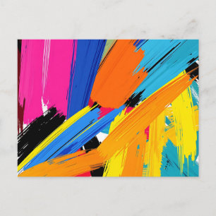 Cartão Postal Pinceladas Vívidas Abstrato Moderno
